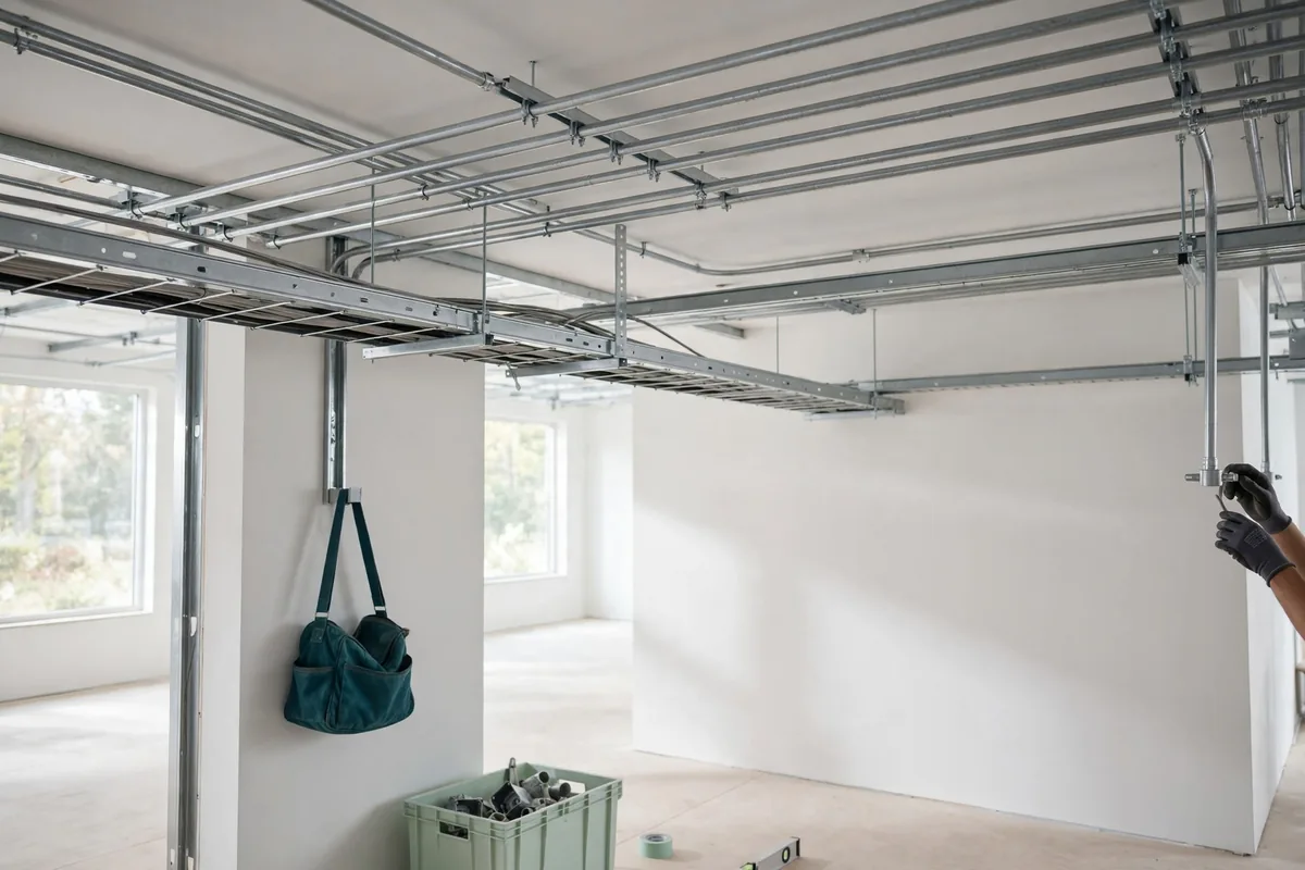 New conduit in an open ceiling