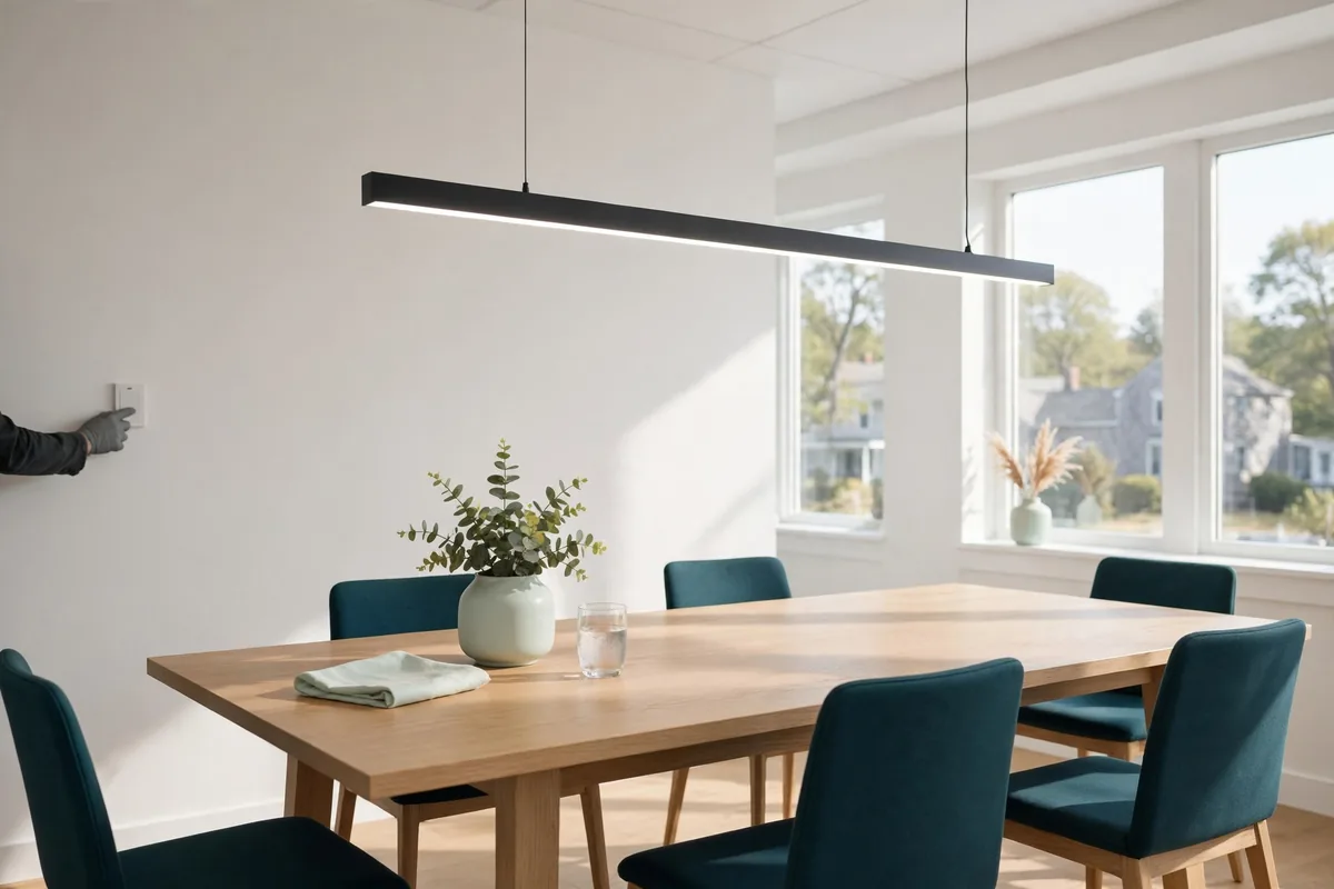 A lit meeting room