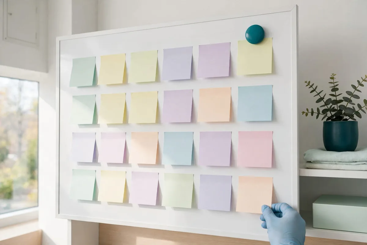A planning board with blank notes