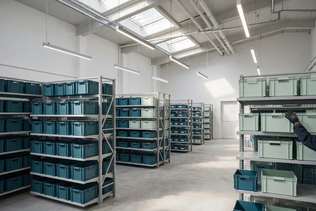 A warehouse with new LED lights