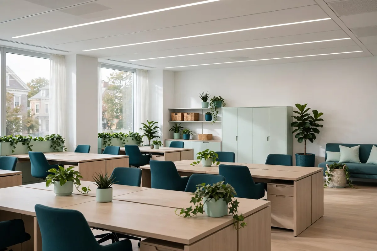 A bright open office