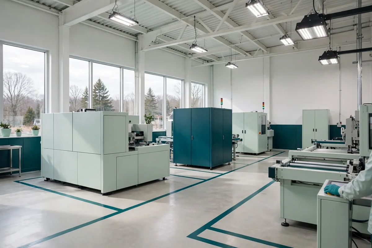 A bright production floor