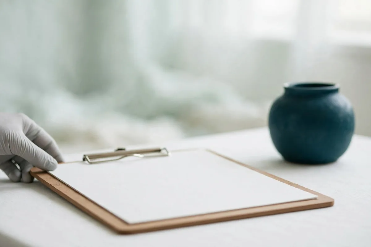 A clipboard with a blank sheet